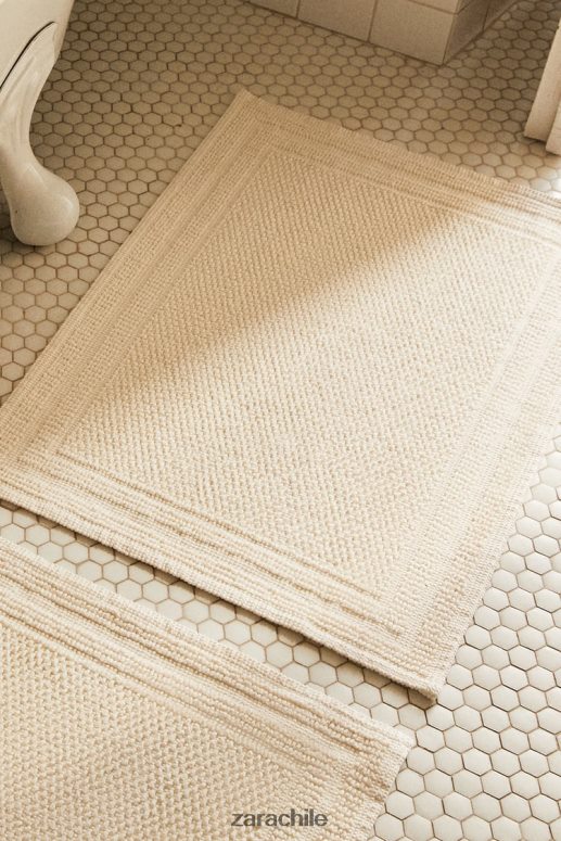 accesorios cl Zara unisexo alfombra de baño de algodón Marfil JJ06N41701