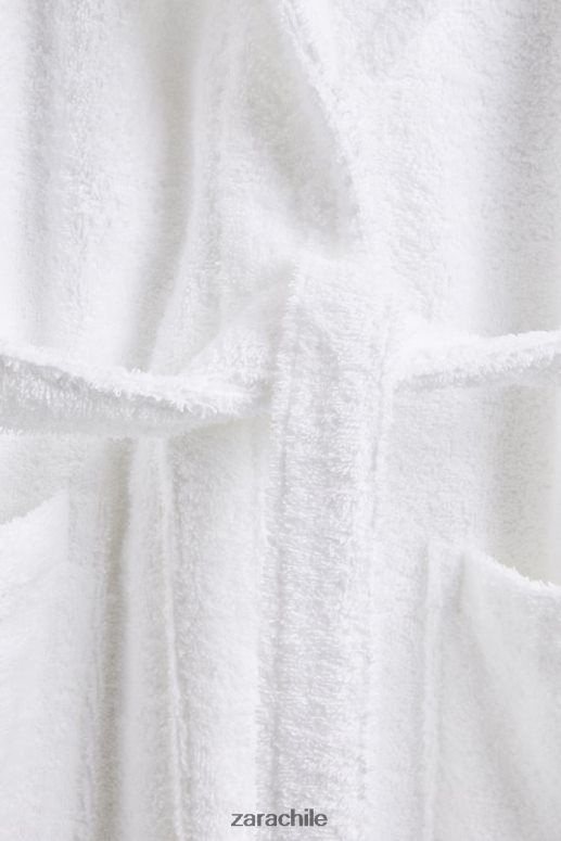 accesorios cl Zara unisexo bata de baño de algodón premium blanco JJ06N41736