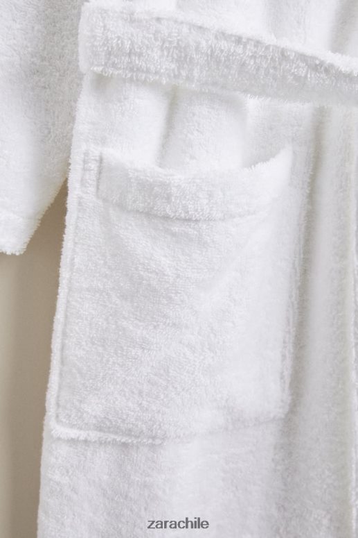accesorios cl Zara unisexo bata de baño de algodón premium blanco JJ06N41736