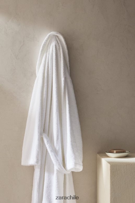 accesorios cl Zara unisexo bata de baño de algodón premium blanco JJ06N41736