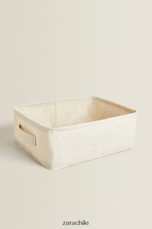 accesorios cl Zara unisexo caja organizadora de algodon y lino beige claro JJ06N41712