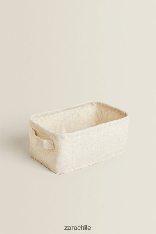 accesorios cl Zara unisexo caja organizadora de algodon y lino beige claro JJ06N41712