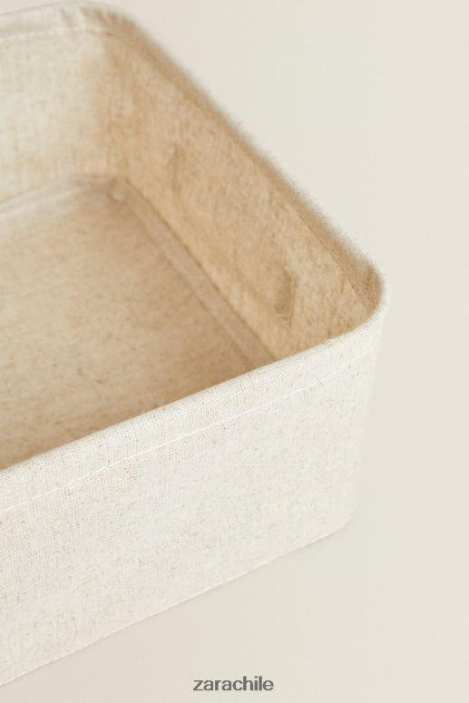 accesorios cl Zara unisexo caja organizadora de algodon y lino beige claro JJ06N41712