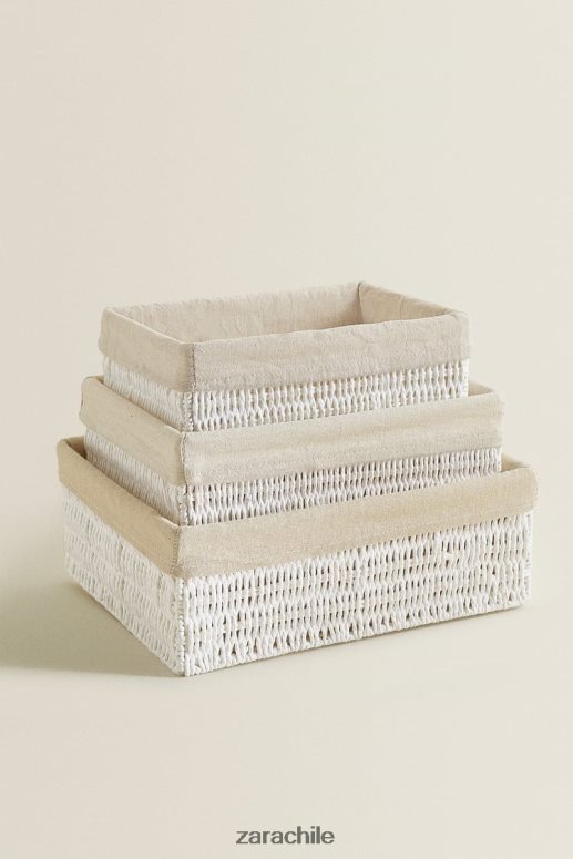 accesorios cl Zara unisexo cesta interior de tela rectangular blanco JJ06N41734