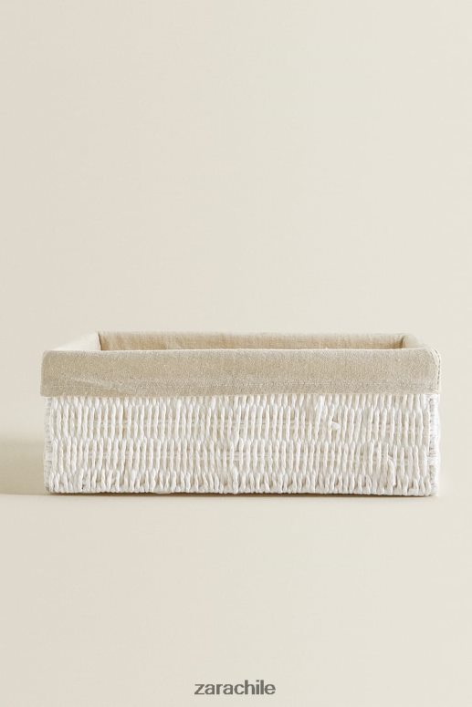 accesorios cl Zara unisexo cesta interior de tela rectangular blanco JJ06N41734