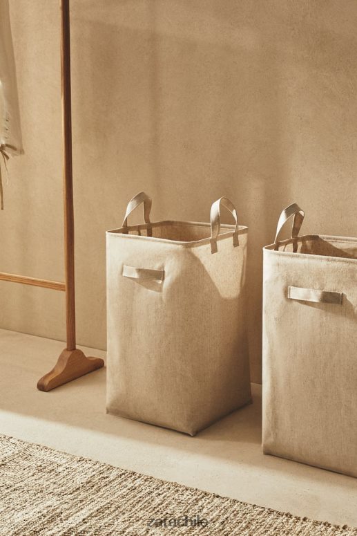 accesorios cl Zara unisexo cesto de ropa plegable beige claro JJ06N41711