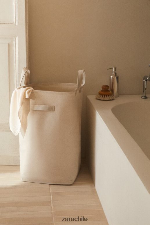 accesorios cl Zara unisexo cesto de ropa plegable beige claro JJ06N41711