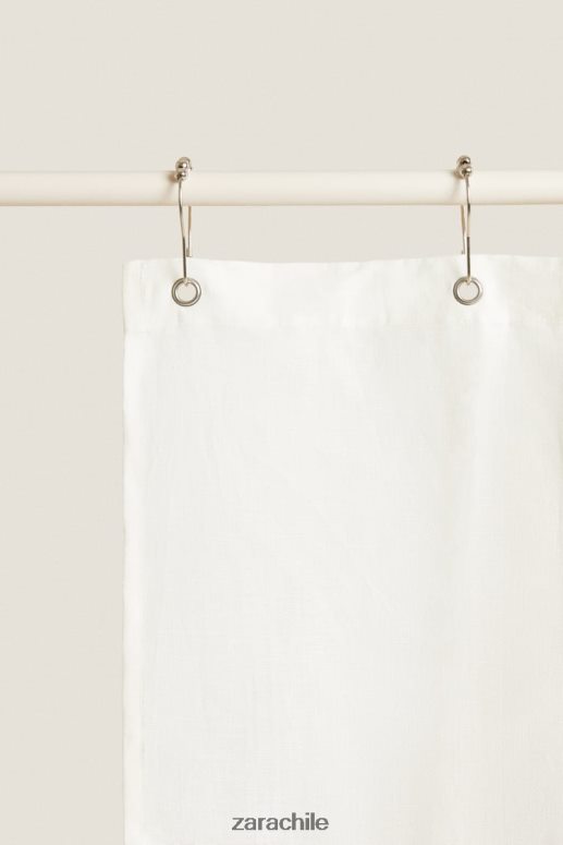 accesorios cl Zara unisexo cortina de ducha de lino ostra blanca JJ06N41702