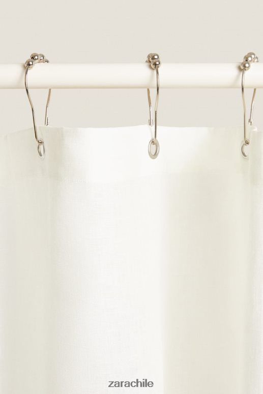 accesorios cl Zara unisexo cortina de ducha de lino ostra blanca JJ06N41702