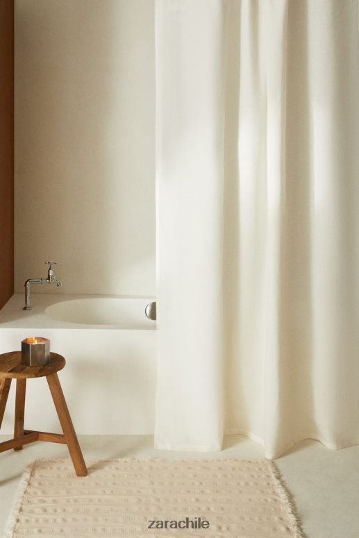 accesorios cl Zara unisexo cortina de ducha de lino ostra blanca JJ06N41702