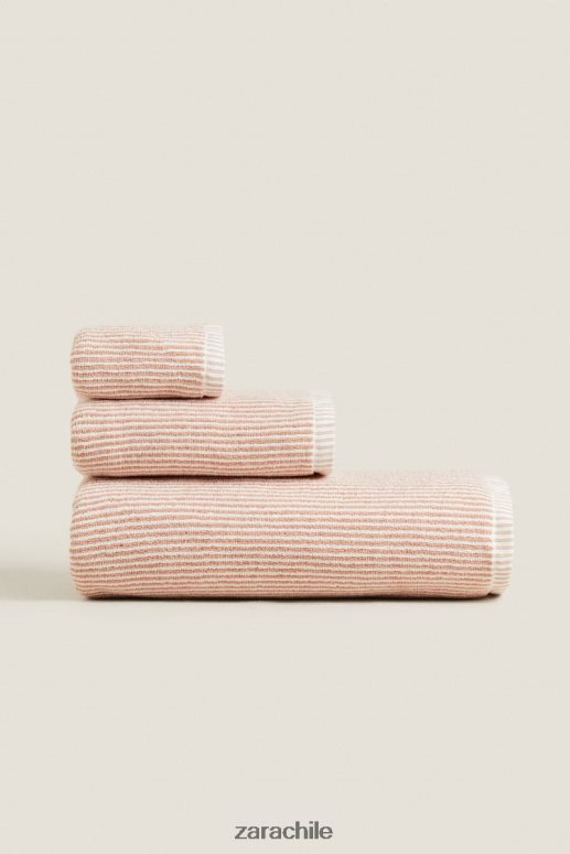 accesorios cl Zara unisexo toalla a rayas con hilo teñido Rosa palido JJ06N41699