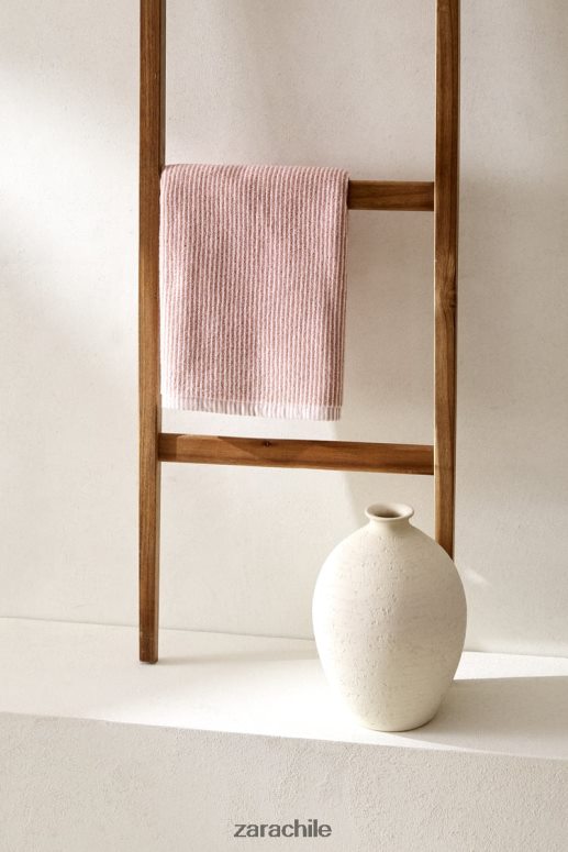 accesorios cl Zara unisexo toalla a rayas con hilo teñido Rosa palido JJ06N41699