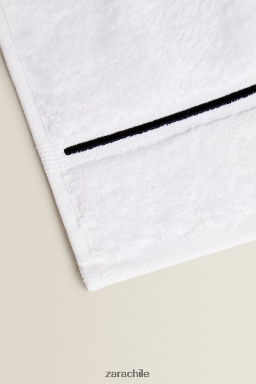 accesorios cl Zara unisexo toalla con ribete bordado negro JJ06N41728