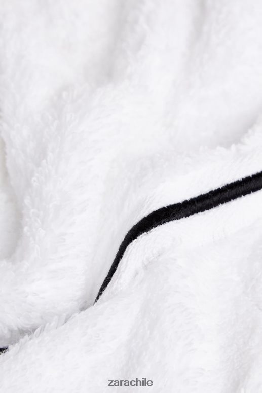 accesorios cl Zara unisexo toalla con ribete bordado negro JJ06N41728