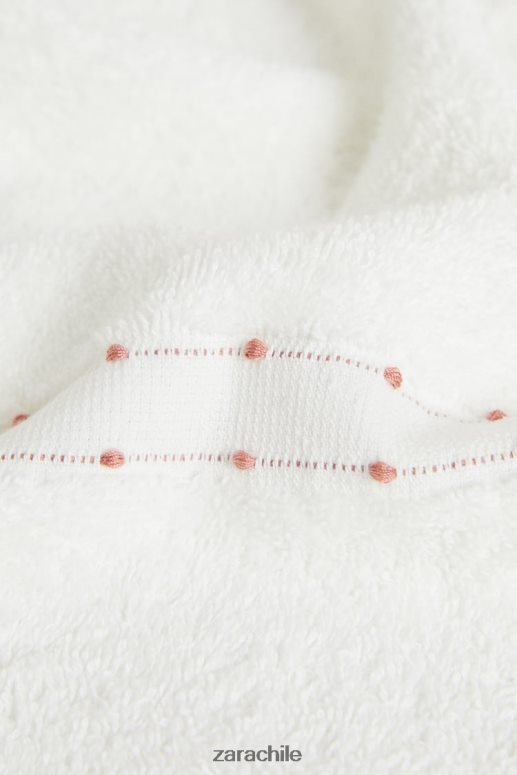 accesorios cl Zara unisexo toalla de algodón con borde bordado ostra blanca JJ06N41705