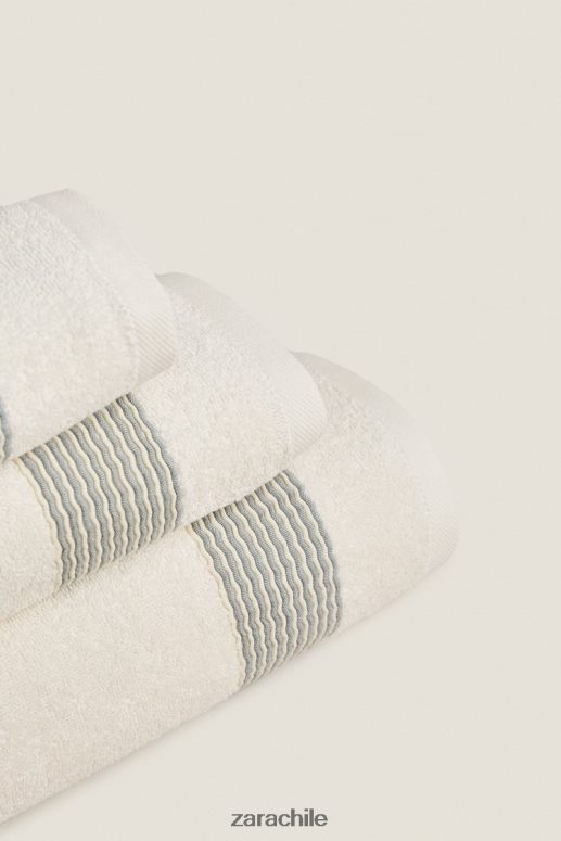 accesorios cl Zara unisexo toalla de algodón con borde plisado aguamarina JJ06N41732