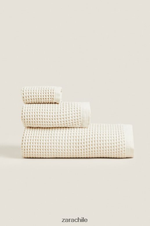 accesorios cl Zara unisexo toalla de algodón con textura tipo gofre beige claro JJ06N41721
