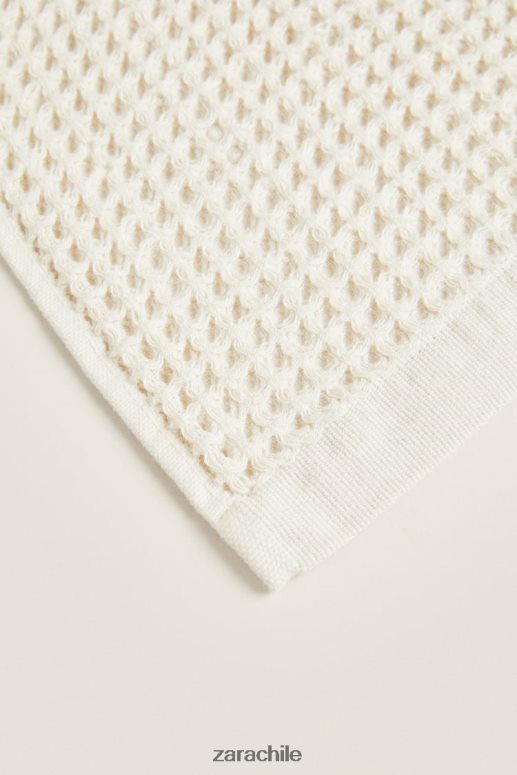 accesorios cl Zara unisexo toalla de algodón con textura tipo gofre beige claro JJ06N41721