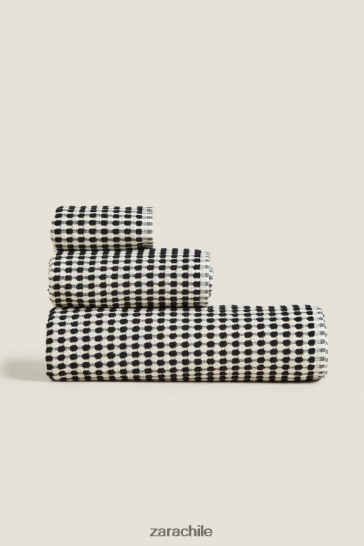 accesorios cl Zara unisexo toalla de algodón texturizada negro JJ06N41717