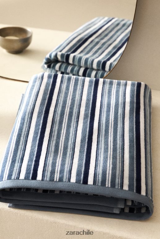 accesorios cl Zara unisexo toalla rayas multicolores gris/azul JJ06N41748