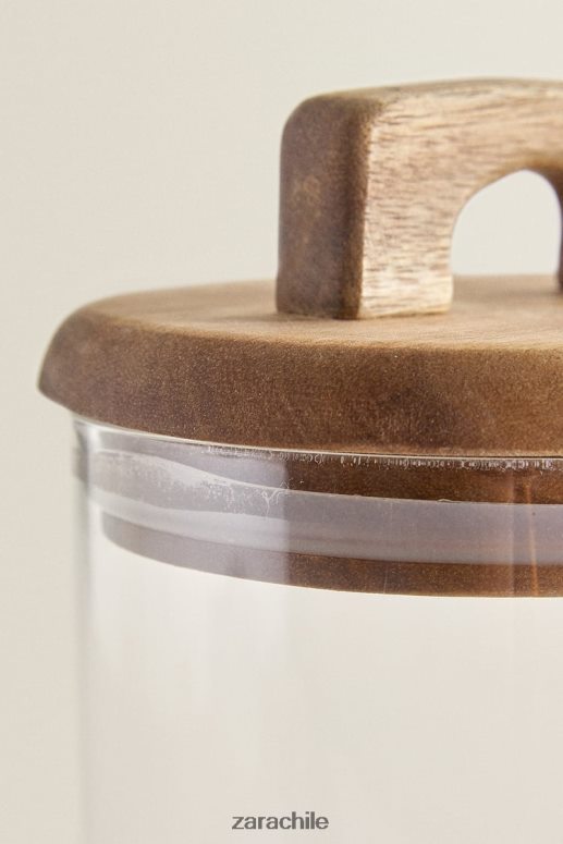 accesorios cl Zara unisexo Tarro de almacenamiento de madera y vidrio de borosilicato. beige claro JJ06N41685