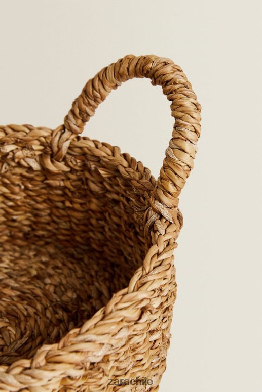 accesorios cl Zara unisexo cesta tejida con asas beige claro JJ06N41698