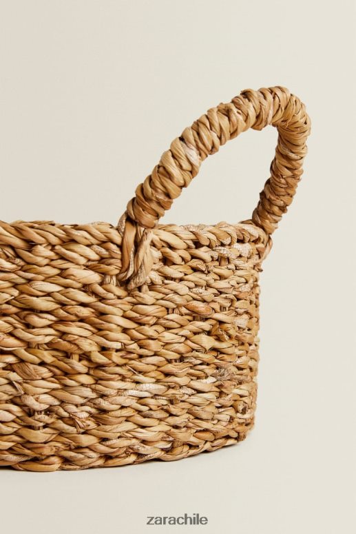 accesorios cl Zara unisexo cesta tejida con asas beige claro JJ06N41698