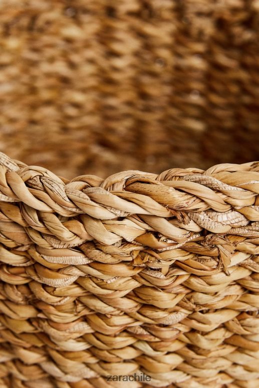 accesorios cl Zara unisexo cesta tejida con asas beige claro JJ06N41698