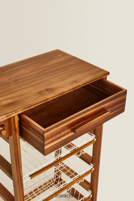 accesorios cl Zara unisexo muebles de almacenamiento de madera y metal con ruedas beige claro JJ06N41680