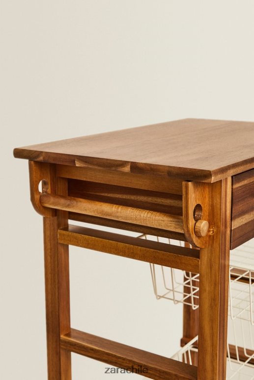 accesorios cl Zara unisexo muebles de almacenamiento de madera y metal con ruedas beige claro JJ06N41680