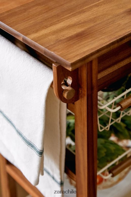 accesorios cl Zara unisexo muebles de almacenamiento de madera y metal con ruedas beige claro JJ06N41680