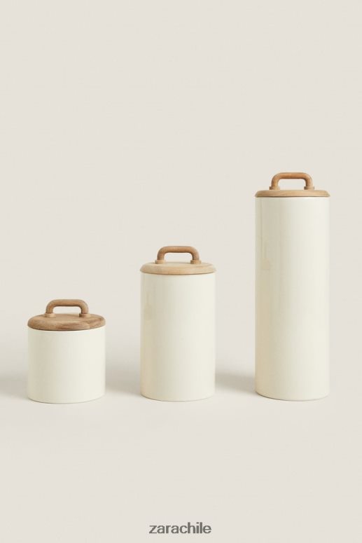 accesorios cl Zara unisexo tarro de cerámica y madera crema JJ06N41689