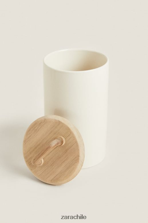 accesorios cl Zara unisexo tarro de cerámica y madera crema JJ06N41689