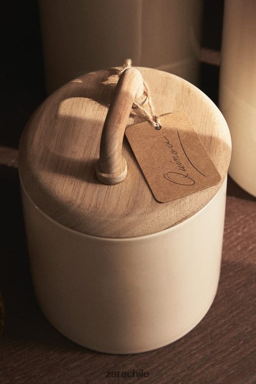 accesorios cl Zara unisexo tarro de cerámica y madera crema JJ06N41689