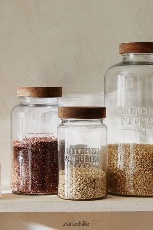 accesorios cl Zara unisexo tarro de cristal con tapa de rosca beige claro JJ06N41684