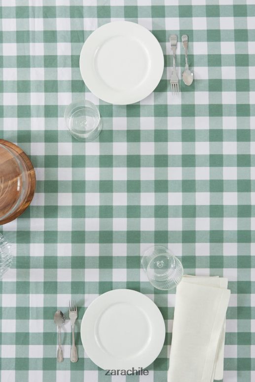 accesorios cl Zara unisexo mantel a cuadros de resina verde JJ06N41669