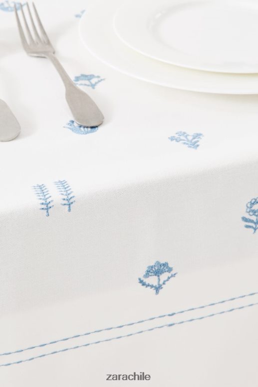 accesorios cl Zara unisexo mantel de flores bordadas azul JJ06N41676