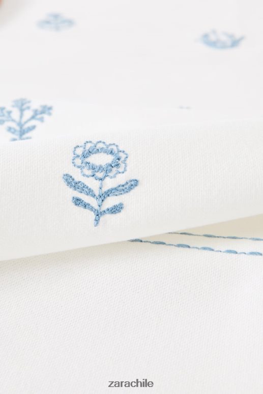 accesorios cl Zara unisexo mantel de flores bordadas azul JJ06N41676