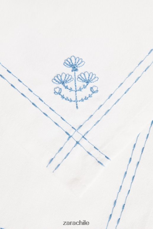 accesorios cl Zara unisexo servilleta con bordado floral azul JJ06N41677