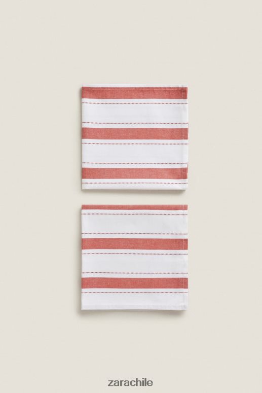 accesorios cl Zara unisexo servilletas de hilo teñido (paquete de 2) ladrillo JJ06N41665