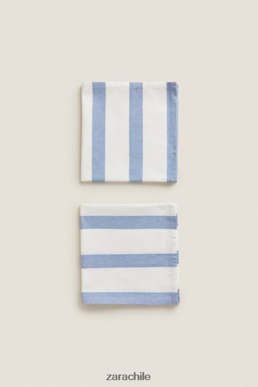 accesorios cl Zara unisexo servilletas de tela a rayas (juego de 2) azul JJ06N41667