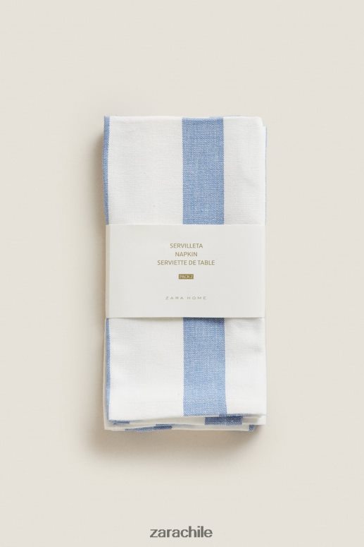 accesorios cl Zara unisexo servilletas de tela a rayas (juego de 2) azul JJ06N41667