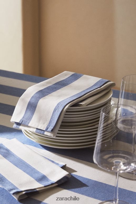 accesorios cl Zara unisexo servilletas de tela a rayas (juego de 2) azul JJ06N41667