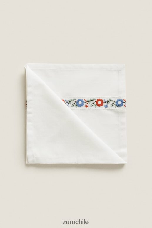 accesorios cl Zara unisexo servilletas de tela bordadas (paquete de 2) blanco JJ06N41663