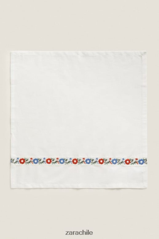 accesorios cl Zara unisexo servilletas de tela bordadas (paquete de 2) blanco JJ06N41663