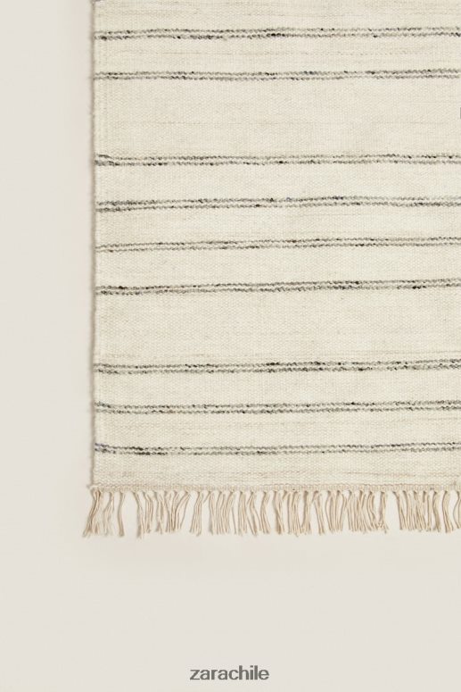 accesorios cl Zara unisexo alfombra de lana a rayas gris JJ06N41637