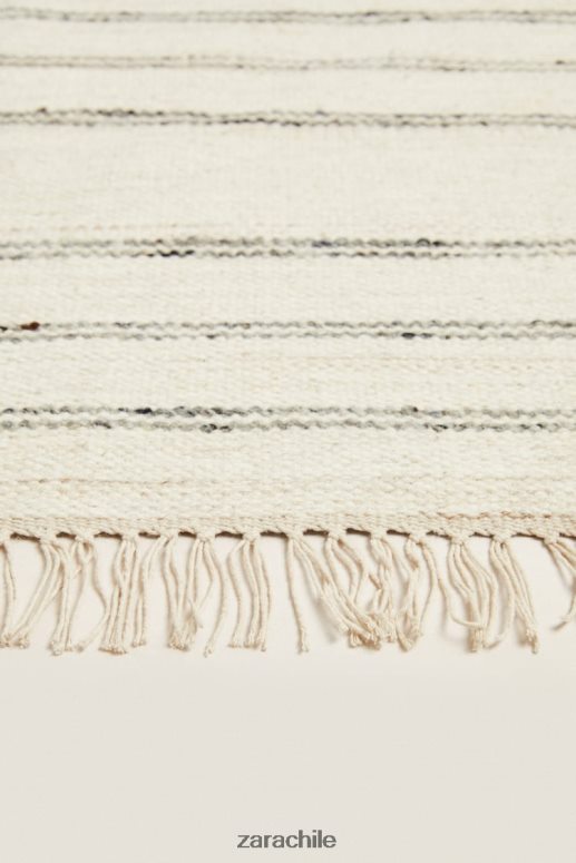 accesorios cl Zara unisexo alfombra de lana a rayas gris JJ06N41637