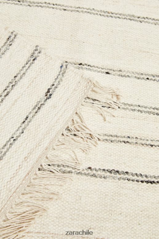 accesorios cl Zara unisexo alfombra de lana a rayas gris JJ06N41637