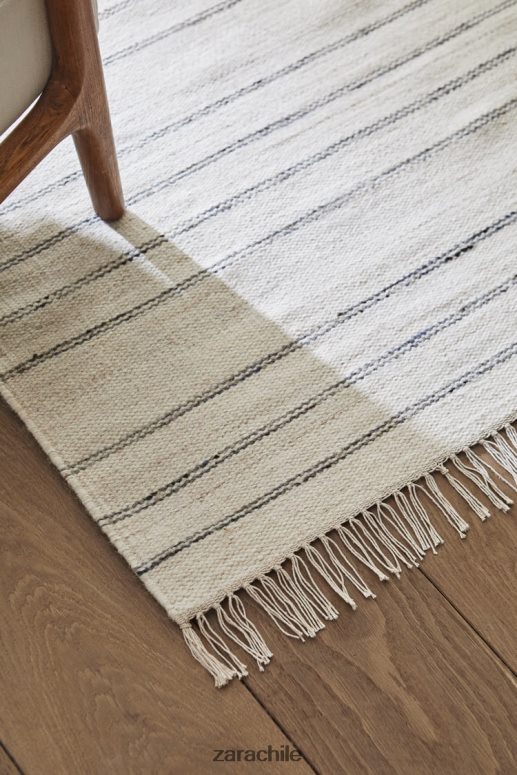 accesorios cl Zara unisexo alfombra de lana a rayas gris JJ06N41637