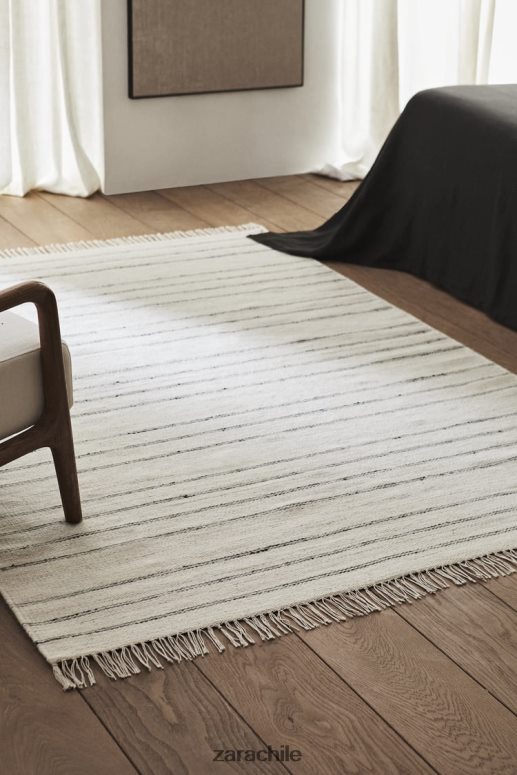 accesorios cl Zara unisexo alfombra de lana a rayas gris JJ06N41637